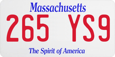 MA license plate 265YS9