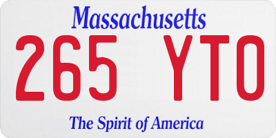 MA license plate 265YT0