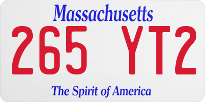 MA license plate 265YT2