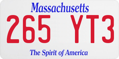 MA license plate 265YT3