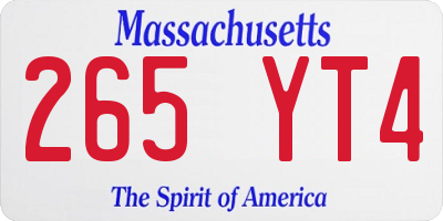 MA license plate 265YT4