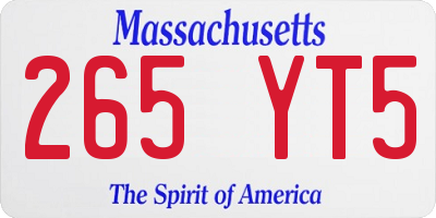 MA license plate 265YT5