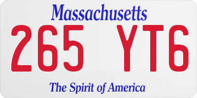 MA license plate 265YT6