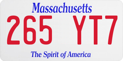 MA license plate 265YT7