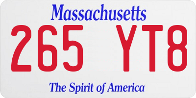 MA license plate 265YT8