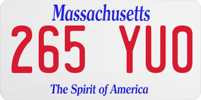 MA license plate 265YU0