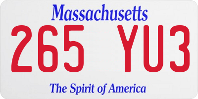 MA license plate 265YU3