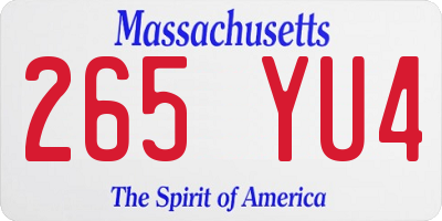 MA license plate 265YU4