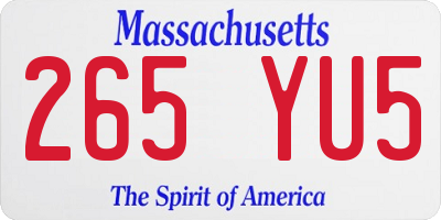 MA license plate 265YU5