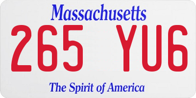 MA license plate 265YU6