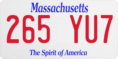 MA license plate 265YU7