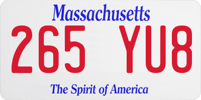 MA license plate 265YU8
