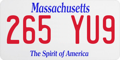 MA license plate 265YU9