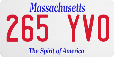 MA license plate 265YV0
