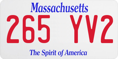 MA license plate 265YV2