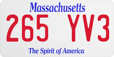 MA license plate 265YV3