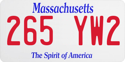 MA license plate 265YW2