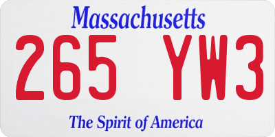 MA license plate 265YW3