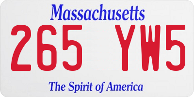 MA license plate 265YW5