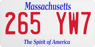 MA license plate 265YW7
