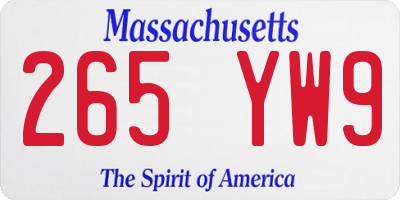 MA license plate 265YW9