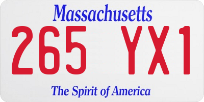 MA license plate 265YX1
