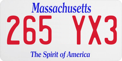 MA license plate 265YX3