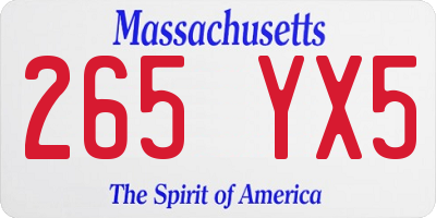 MA license plate 265YX5