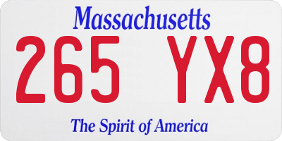 MA license plate 265YX8