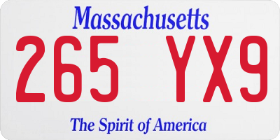 MA license plate 265YX9