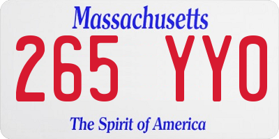 MA license plate 265YY0