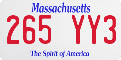 MA license plate 265YY3