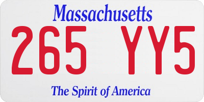 MA license plate 265YY5