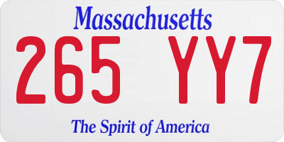 MA license plate 265YY7