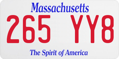 MA license plate 265YY8