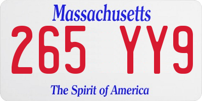 MA license plate 265YY9
