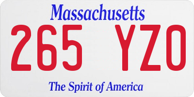 MA license plate 265YZ0