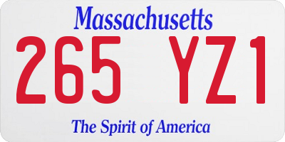 MA license plate 265YZ1