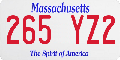 MA license plate 265YZ2
