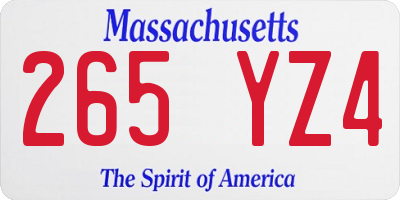 MA license plate 265YZ4