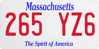 MA license plate 265YZ6