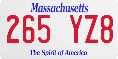MA license plate 265YZ8