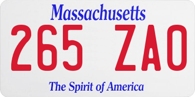 MA license plate 265ZA0