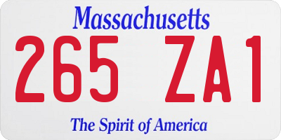 MA license plate 265ZA1