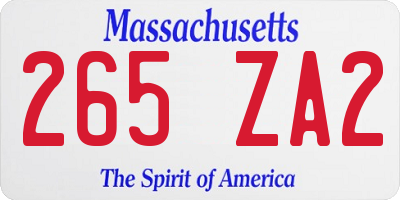 MA license plate 265ZA2