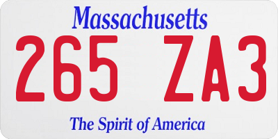 MA license plate 265ZA3