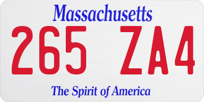 MA license plate 265ZA4