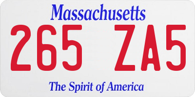 MA license plate 265ZA5