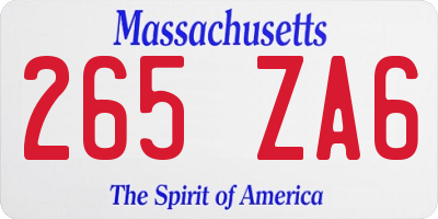MA license plate 265ZA6