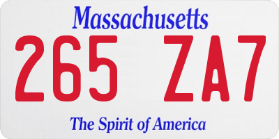 MA license plate 265ZA7